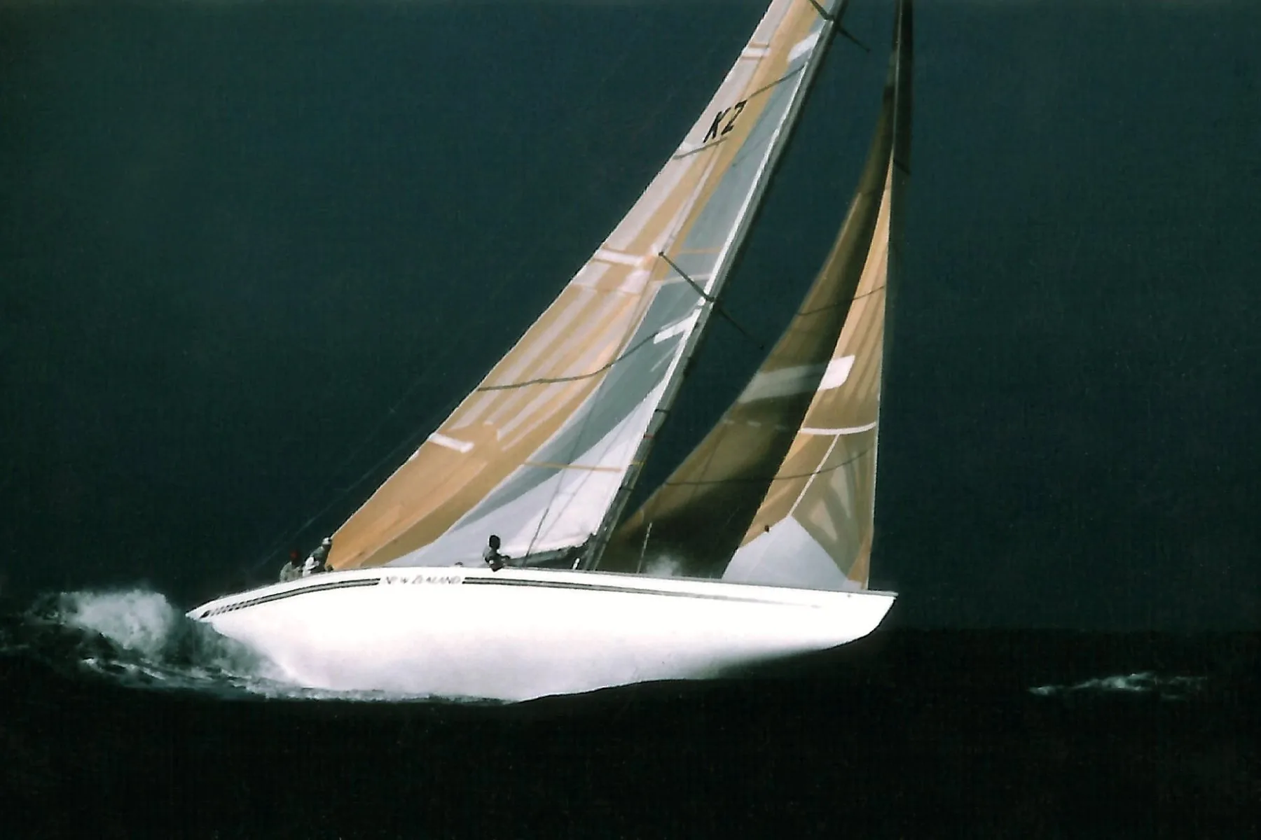 Kiwi Magic (KZ-7), New Zealand's twelve-metre yacht, practising on Gage Roads in 1986